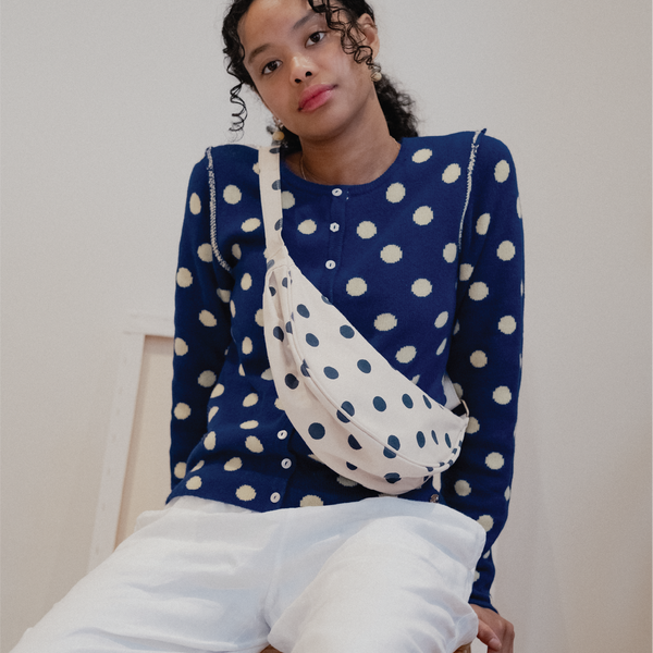 Moon Sling Bag- Indigo Dot