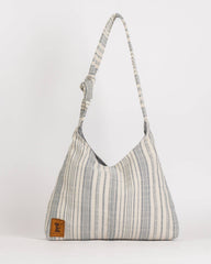 Striped handbag on a white background