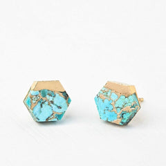 Oasis Turquoise and Gold Studs - Redemption Market