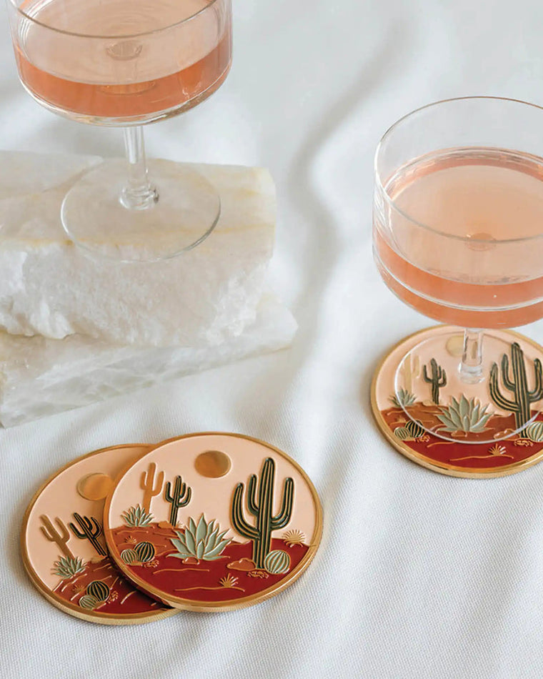 Gold Plated Desert Coaster- Saguaro