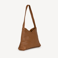 Leather Crisscross Handbag - Camel