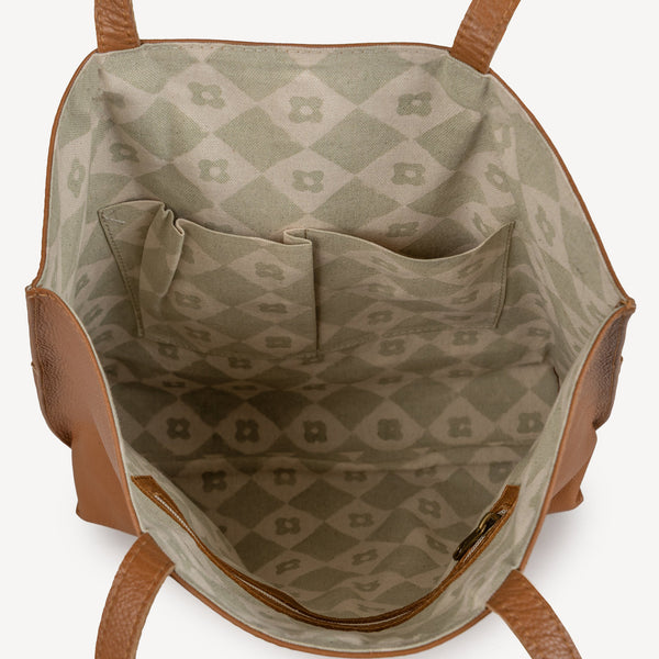 Pebbled Leather Everyday Tote - Camel