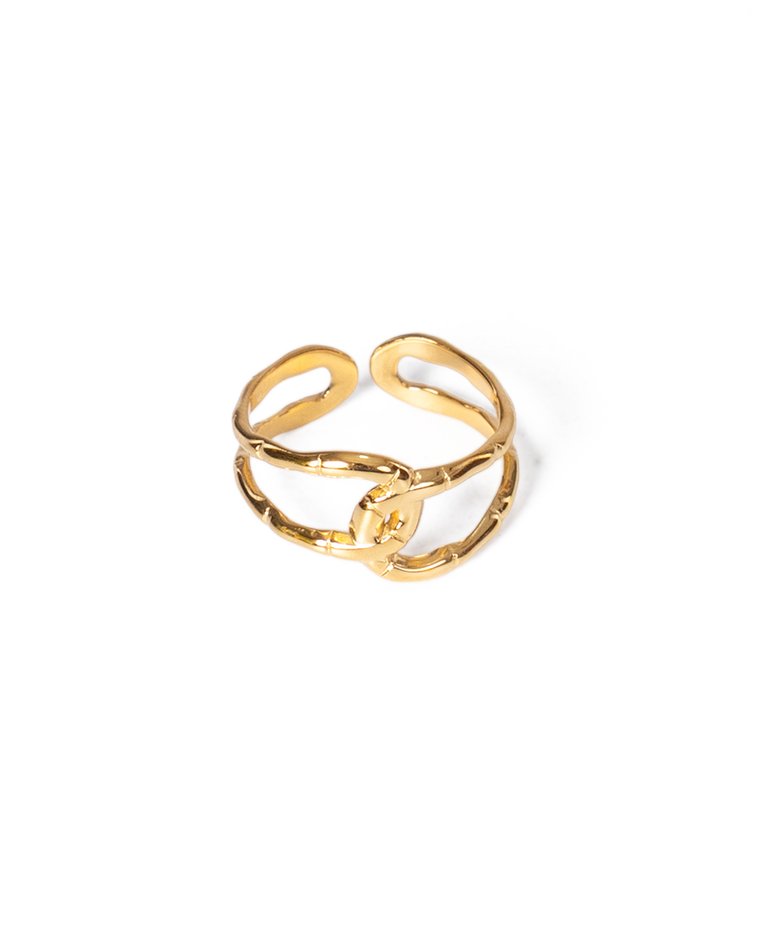 Gold Bamboo-Textured Ring