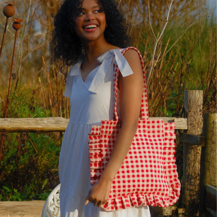 Tomato Gingham Momo Tote - COMING SOON!