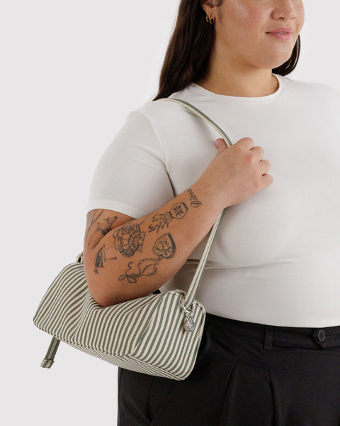 Sage Stripe Nylon Loaf Bag