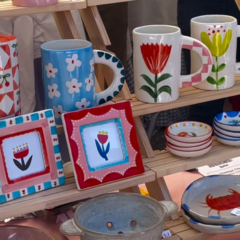 Mini Ceramic Dish- Blue Flower