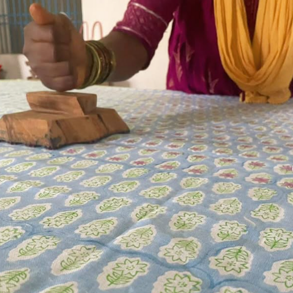 Block Print Tea Towel- Marigold