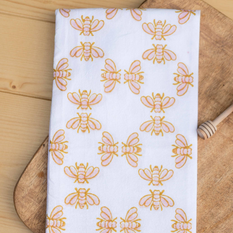 Block Print Tea Towel - Honeybees