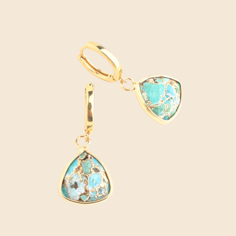 Gold + Turquoise Huggy Earrings- SPECIAL OFFER!