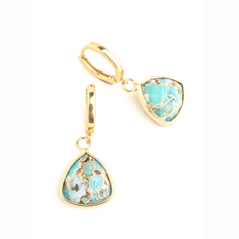 Gold + Turquoise Huggy Earrings- SPECIAL OFFER!
