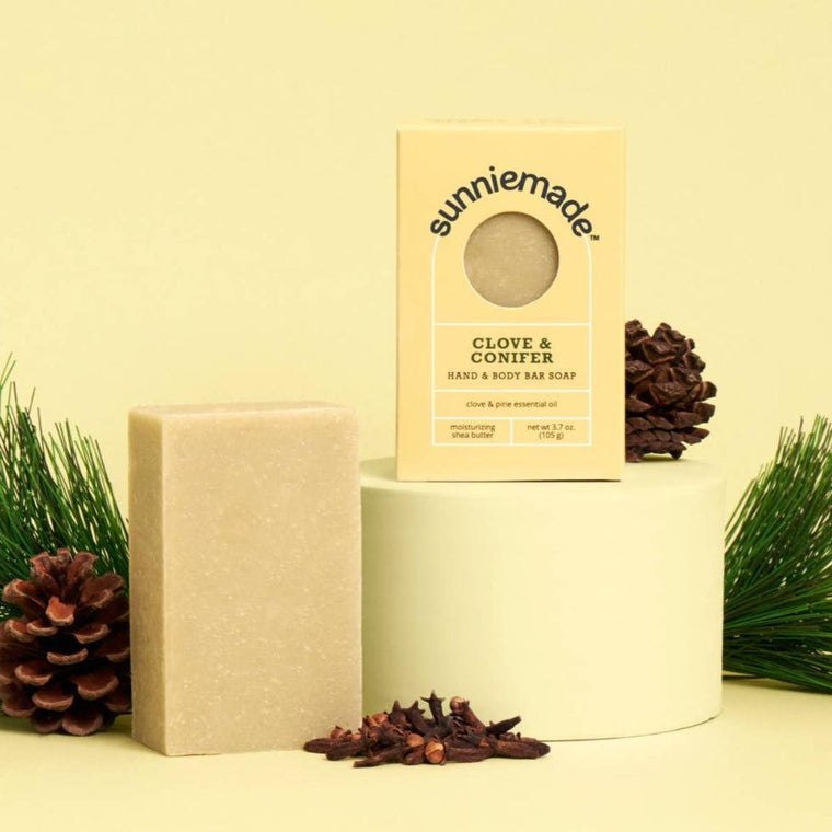 Natural Handmade Bar Soap- Clove & Conifer