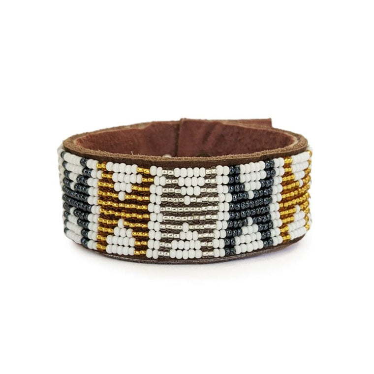 Arrows Beaded Leather Cuff