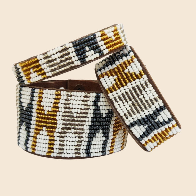 Arrows Beaded Leather Cuff