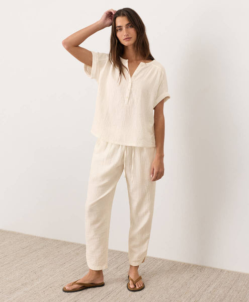 Coastal Double Gauze Short Sleeve Popover