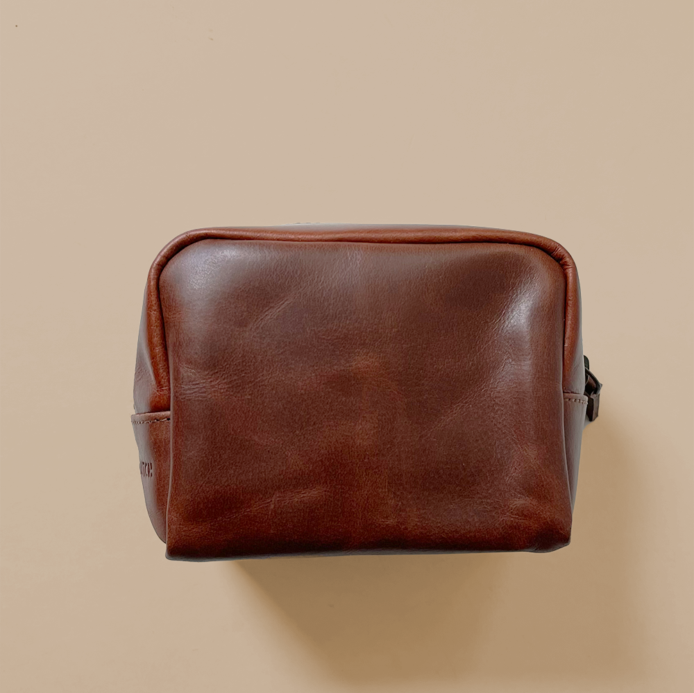 Chestnut Leather Mini Dopp Kit- INSIDER SPECIAL!