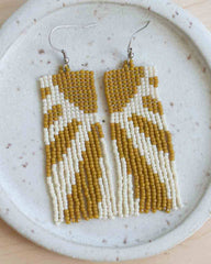 Beaded Fringe Earrings- Sunshine
