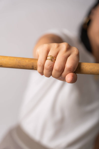 Gold Bamboo-Textured Ring