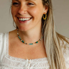 Sunlit Shore Necklace- Turquoise + Freshwater Pearl