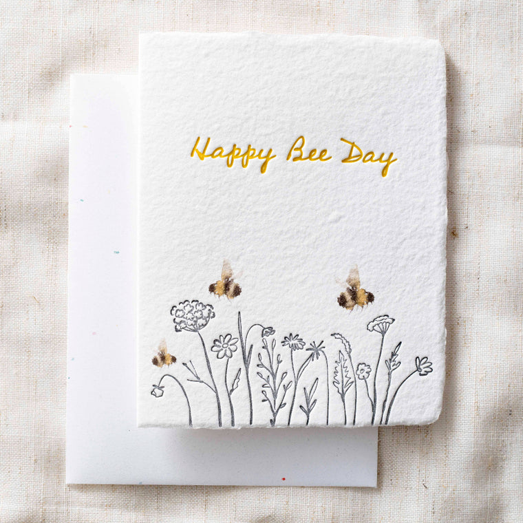 Happy Bee Day- Letterpress Birthday Card