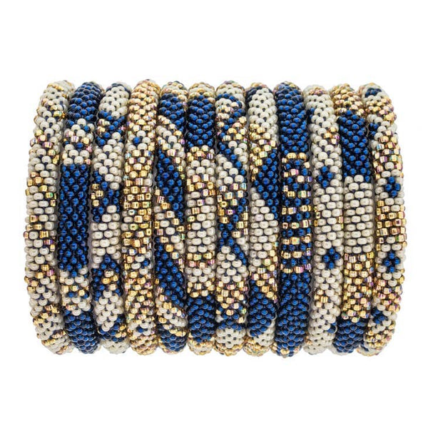 Blue + Gold Roll-on Nepali Bracelets - Redemption Market