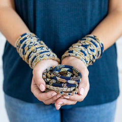 Blue + Gold Roll-on Nepali Bracelets - Redemption Market