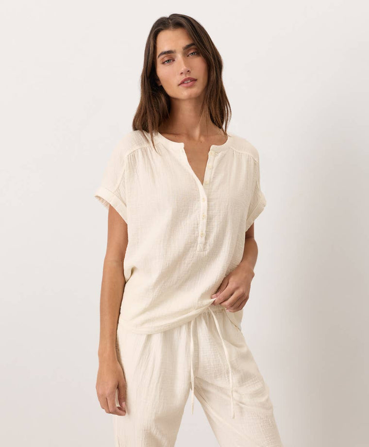 Coastal Double Gauze Short Sleeve Popover