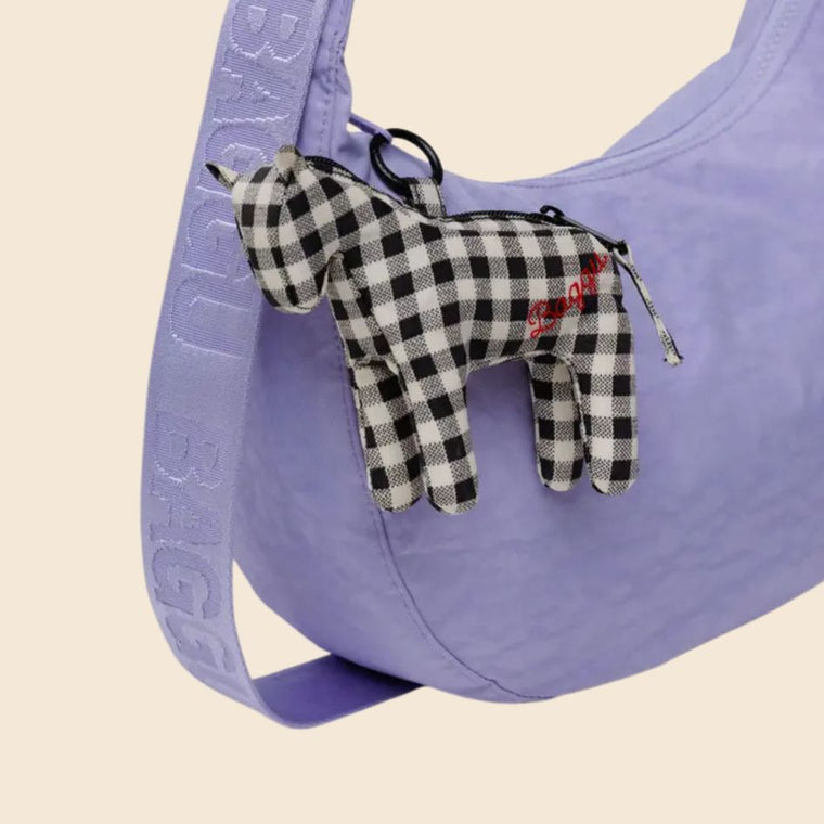 Baggu Black & White Gingham Horse Charm