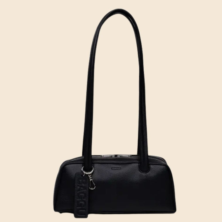 Baggu Recycled Leather Bowler Bag- Black