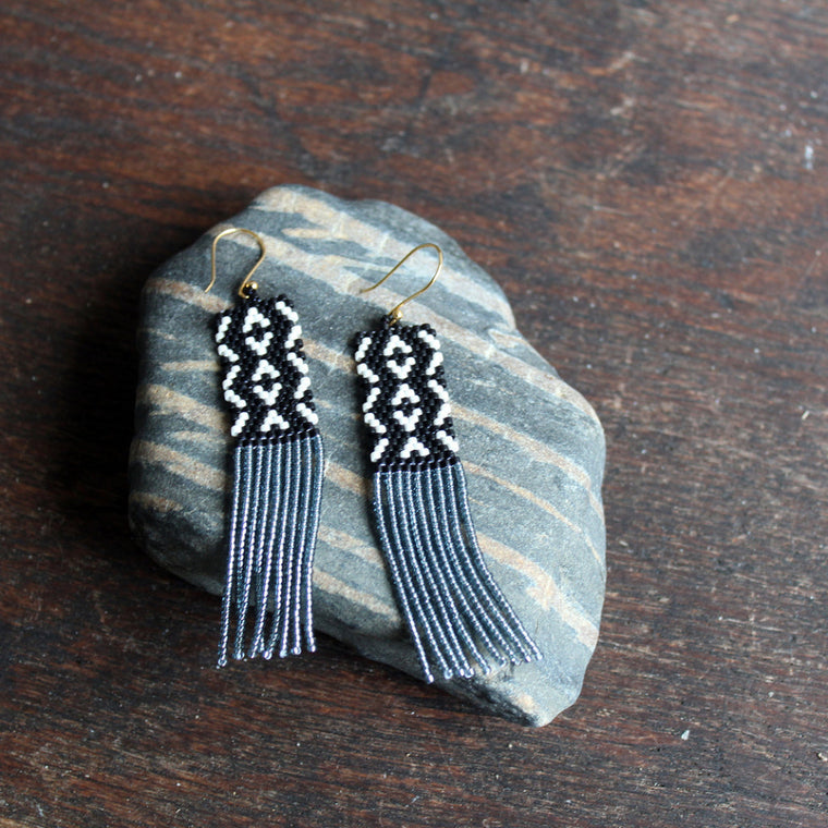 Guatemalan Beaded Earrings - Ink