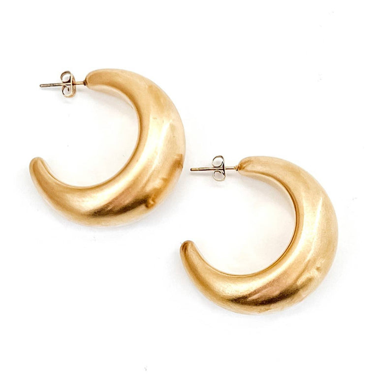 Brushed Gold Matte Hoops- LAST CHANCE!