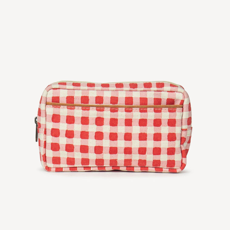 Block Print Belt Bag- Tomato Gingham
