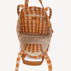 Block Print Carryall Tote- Ember Plaid