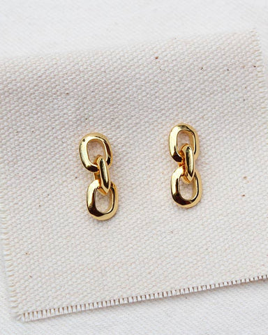 Shiny links adorn these ethically made gold chain link earrings- perfect...