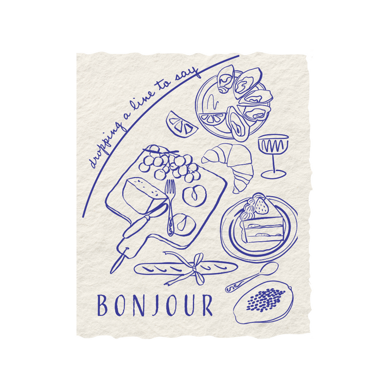 Saying Bonjour Card- Handmade Paper