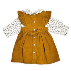 Corduroy Pinafore Baby Dress Set