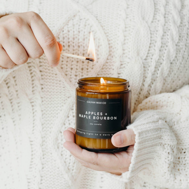 Apples + Maple Bourbon - Amber Jar Soy Candle