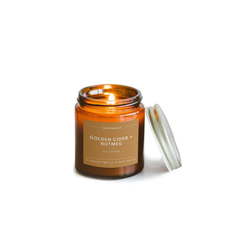 Golden Cider + Nutmeg - Mini Amber Jar Soy Candle