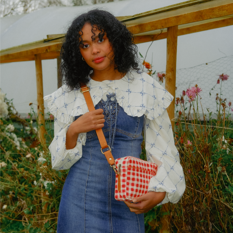 Camera Bag- Tomato Gingham