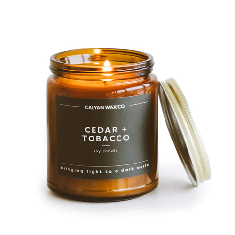 Cedar + Tobacco Amber Jar Soy Candle - Redemption Market