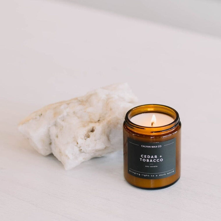 Cedar + Tobacco Amber Jar Soy Candle