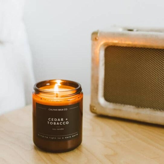 Cedar + Tobacco Amber Jar Soy Candle - Redemption Market