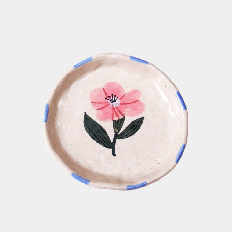Pink Flower Handpainted Trinket Dish