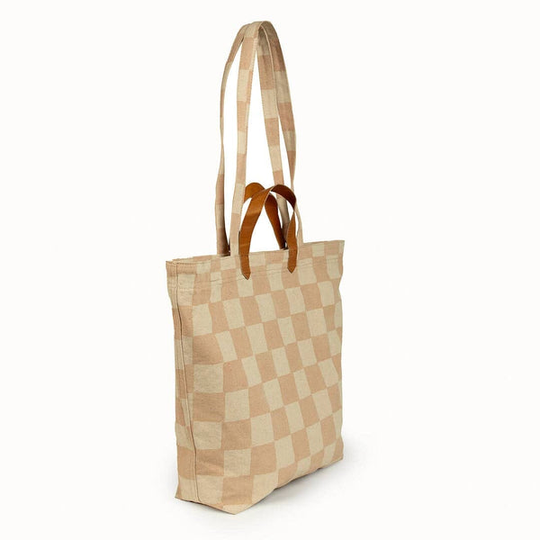 Carryall Canvas Tote - Large Checkerboard Print - Redemption Market