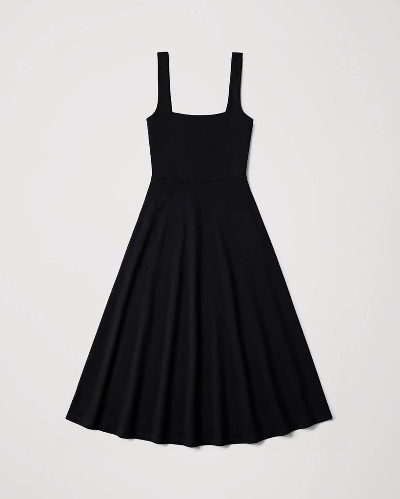 black dress square neck fit and flare Square Neck Little Black Dresses