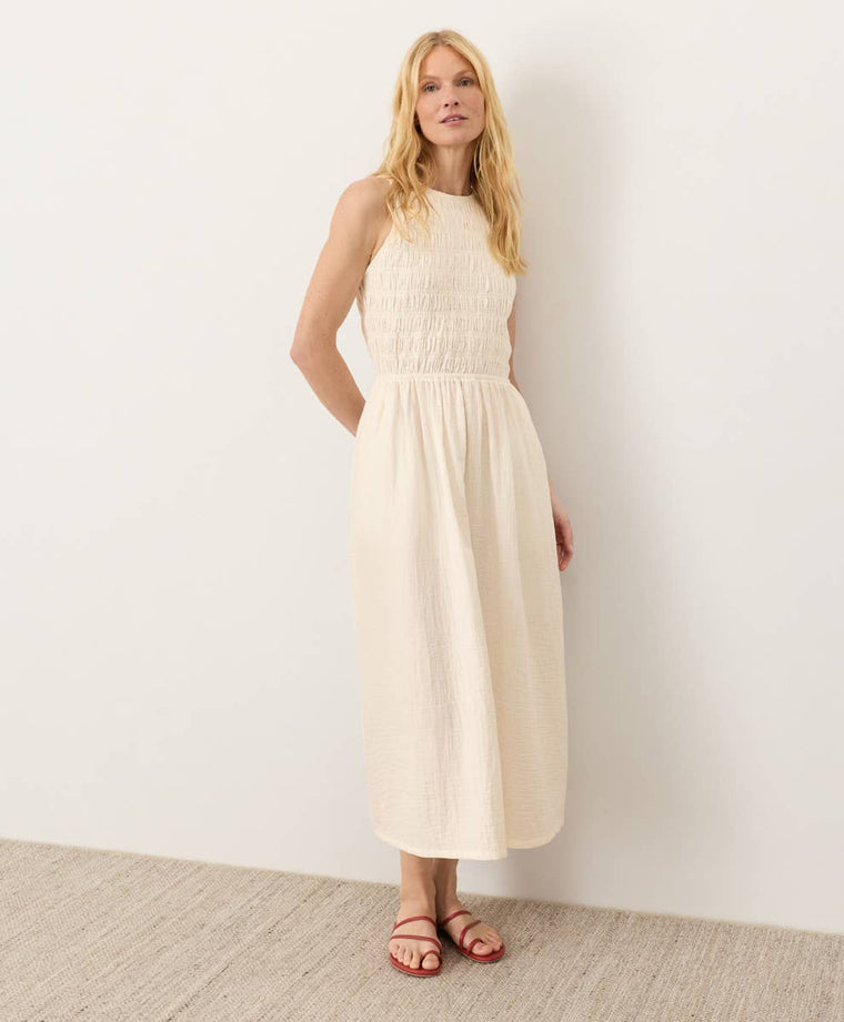 Coastal Organic  Double Gauze Smocked Dress