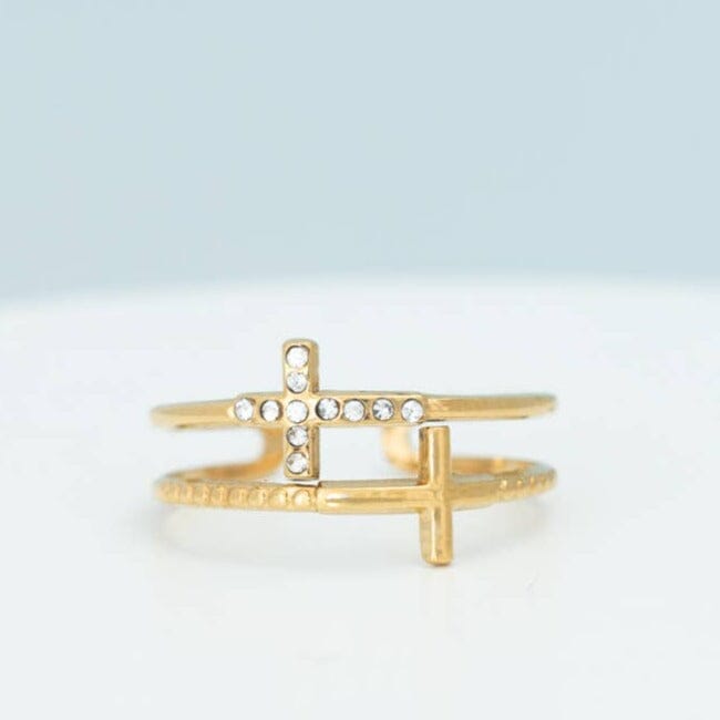 Golden Cross Serenity Ring