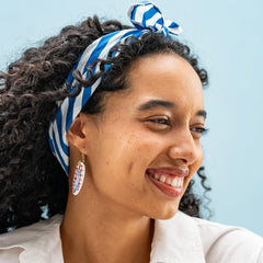Ceramic Earrings- Fish + Red Plaid