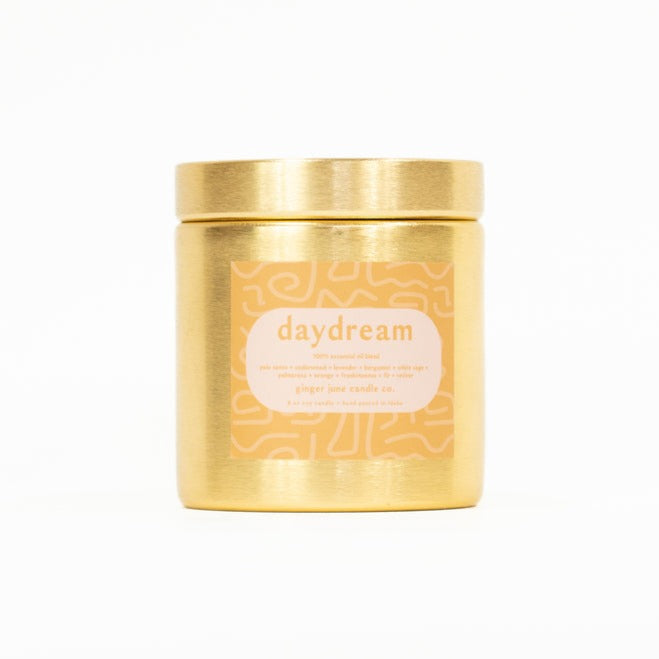 Daydream- Gold Metal Tin Soy Candle