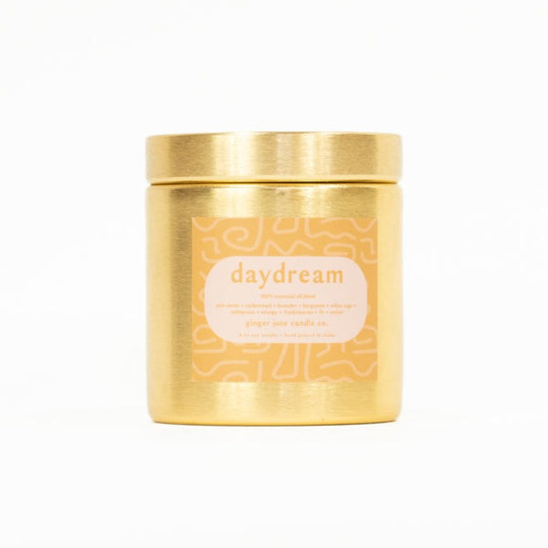 Daydream- Gold Metal Tin Soy Candle
