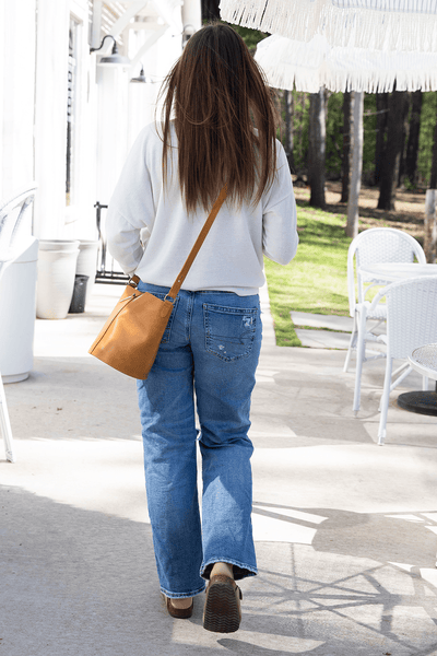 Leather Bucket Bag- Caramel